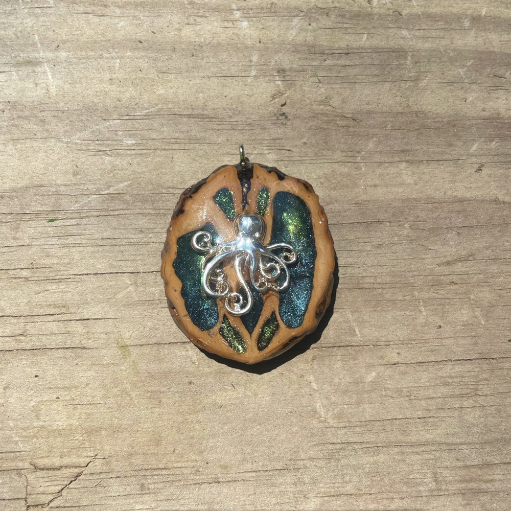Octopus Walnut Pendant